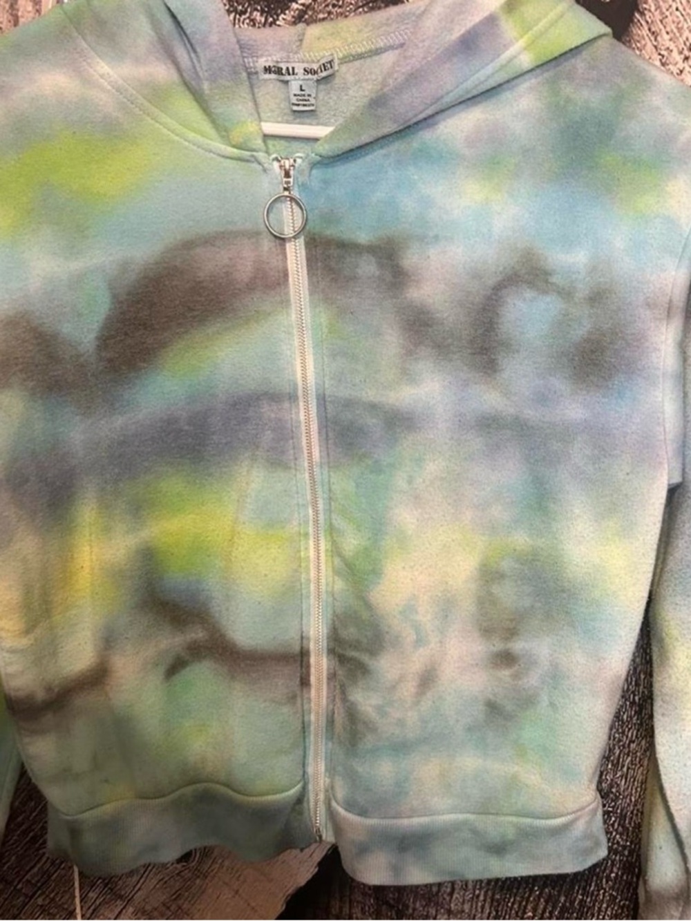 Tie-Dye Zip-Up Hoodie - Pastel Blues & Greens